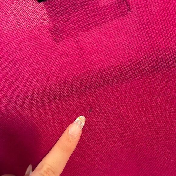 Armani exchange pink 100% Medina wool wrap blouse size medium Has small hole b - Picture 6 of 8